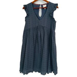 Knox Rose Dress Women S Blue Eyelet Ruffle Cap Sleeve Cottage Boho Beach Angelic